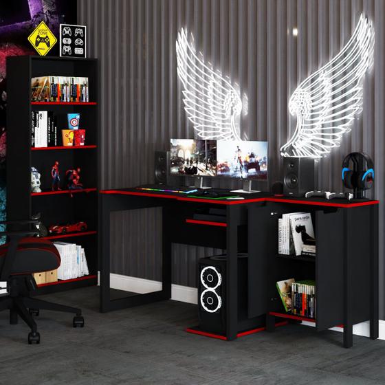 Quarto Gamer 3 Peças Com 1 Mesa, 1 Estante Para Livros E 1 Armário Para Escritório Toronto Menor preço em Quarto Gamer 3 Peças Com 1 Mesa, 1 Estante Para Livros E 1 Armário Para Escritório Toronto