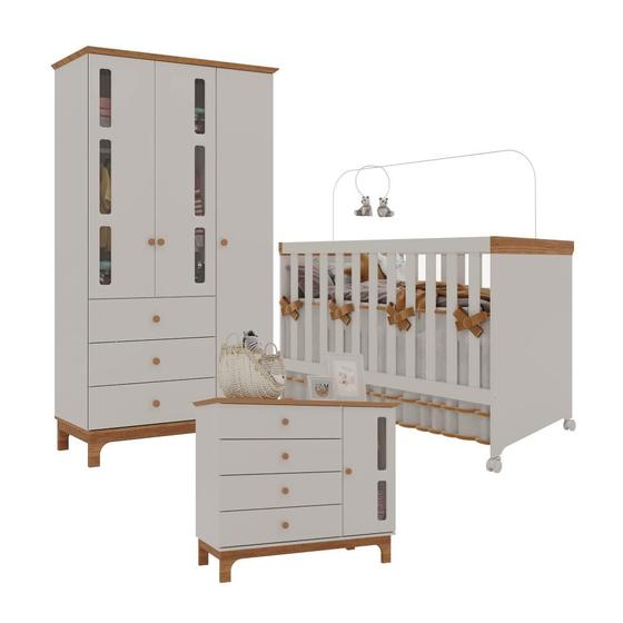 Quarto Infantil Antonella Roupeiro 3p Cômoda Berço Off White/Caramelo Móveis Canaã Menor preço em Quarto Infantil Antonella Roupeiro 3p Cômoda Berço Off White/Caramelo Móveis Canaã