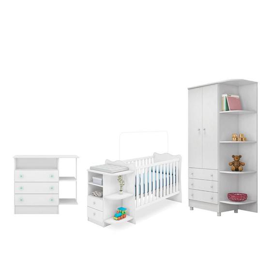 Imagem de Quarto Infantil Berço com Cantoneira Branco - Qmovi