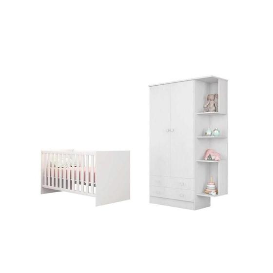 Quarto Infantil Berço Mini Cama Americano Branco - Qmovi Menor preço em Quarto Infantil Berço Mini Cama Americano Branco - Qmovi