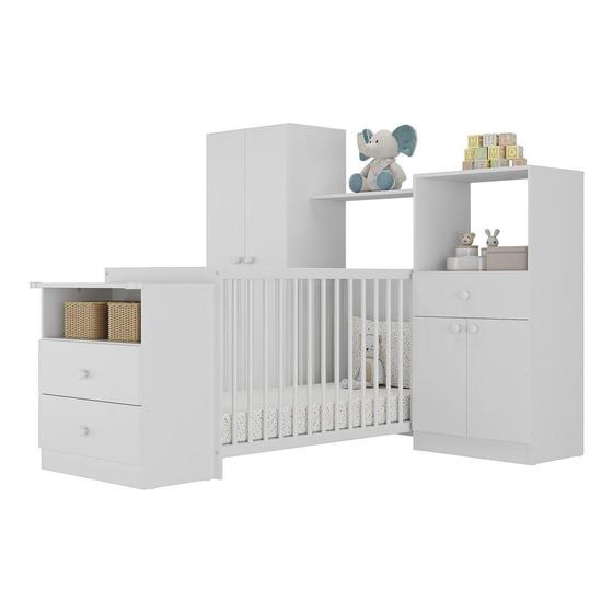 Imagem de Quarto Infantil com Berço Cômoda Olívia Multimóveis Branco