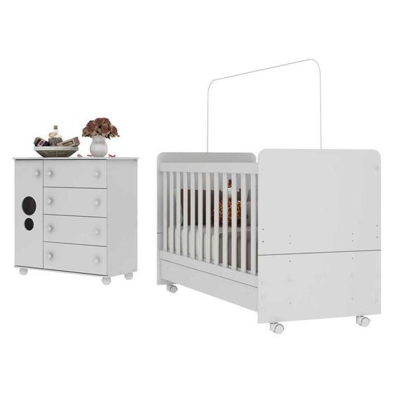 Imagem de Quarto Infantil com Berço e Cômoda  Multimóveis Pimpolho FG3569 Branco