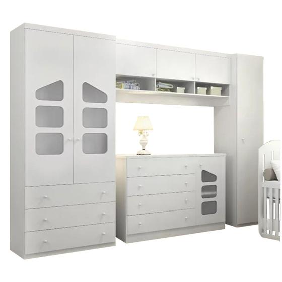 Quarto Infantil com Guarda Roupa Modulado e Cômoda 04 Gavetas Eloísa Branco - Phoenix Baby Menor preço em Quarto Infantil com Guarda Roupa Modulado e Cômoda 04 Gavetas Eloísa Branco - Phoenix Baby