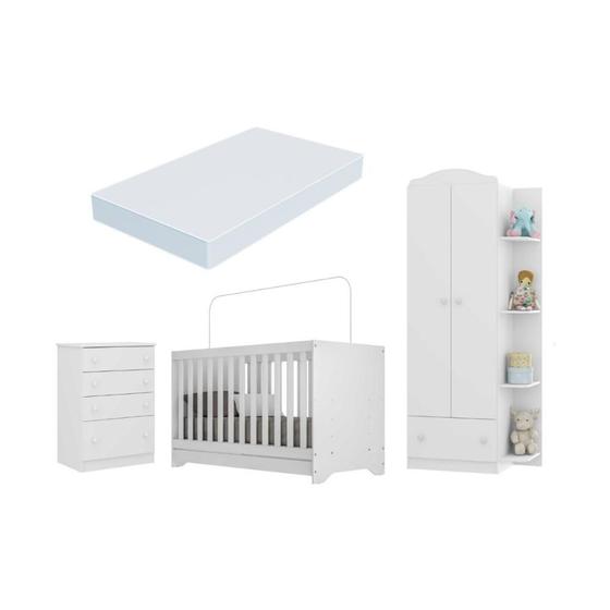Imagem de Quarto Infantil Completo com Berço 3 em 1 com Colchão Incluso Multimóveis MP4354