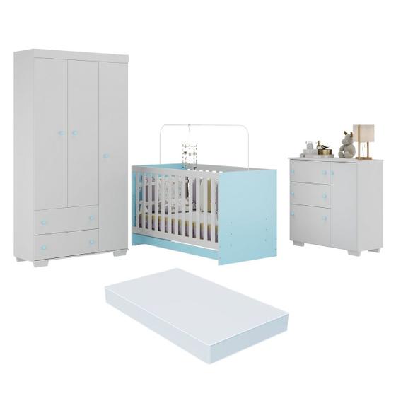 Imagem de Quarto Infantil Completo com Colchão Incluso Algodão Doce Multimóveis MP4253