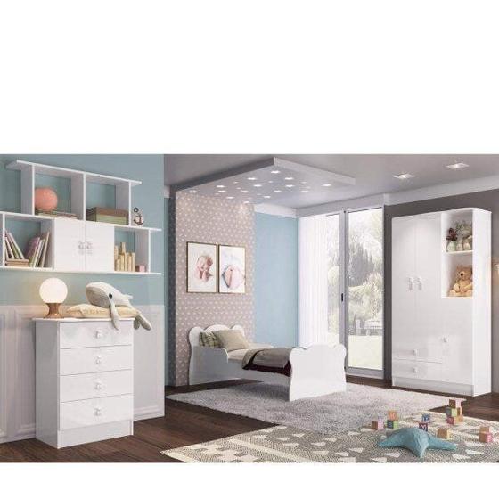 Imagem de Quarto Infantil Completo Docinho com Guarda-Roupa 3 Portas, Cômoda, Mini Cama e Nicho Espresso Móvei