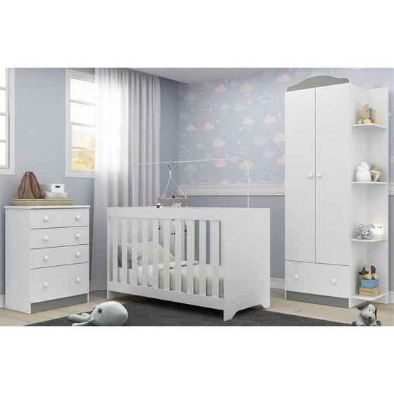 Quarto Infantil Completo João e Maria com Berço 3x1 e Colchão Incluso Multimóveis Branco/Colorido Menor preço em Quarto Infantil Completo João e Maria com Berço 3x1 e Colchão Incluso Multimóveis Branco/Colorido