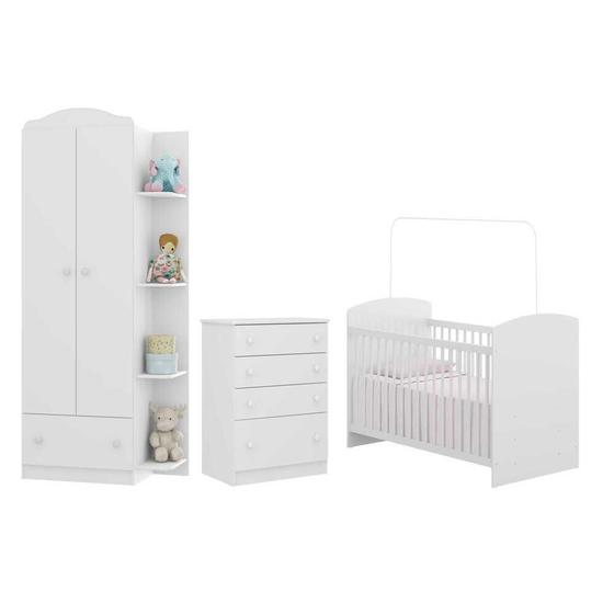 Quarto Infantil Completo João e Maria Multimóveis com Colchão, Berço, Guarda Roupa e Cômoda Bco/Col Menor preço em Quarto Infantil Completo João e Maria Multimóveis com Colchão, Berço, Guarda Roupa e Cômoda Bco/Col