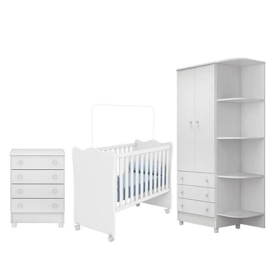 Imagem de Quarto Infantil Doce Sonho - Berço Simples Branco - Qmovi