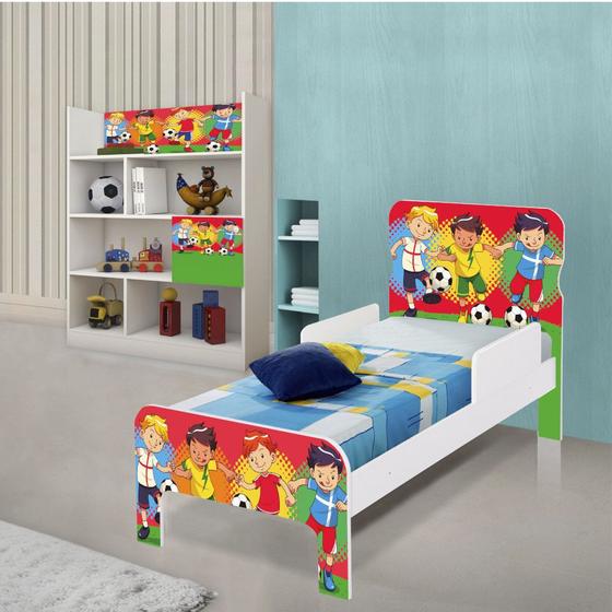 Imagem de Quarto Infantil Estante e Cama Futebol Meninos com Colchão