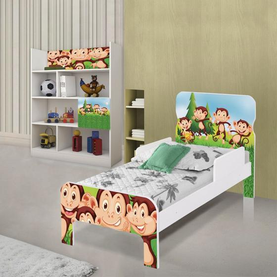 Imagem de Quarto Infantil Estante e Cama Safari Macaquinhos