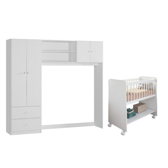 Imagem de Quarto Infantil Mini Berço Rubi, Conjugado Ternura 04 Portas Branco - FbABY