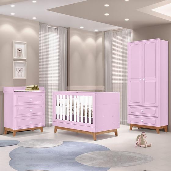 Imagem de Quarto Infantil Triplo 100% em MDF com Berço 2 em 1 Tuboarte Kevin Natan Lucca