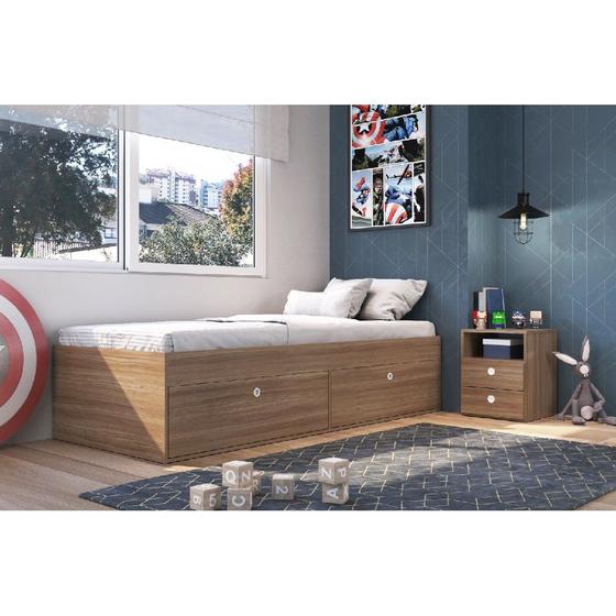 Imagem de Quarto Juvenil Com Cama 80 e Mesa de Cabeceira Tókio