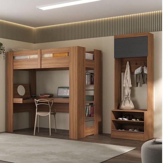 Imagem de Quarto Juvenil Completo com Beliche e Sapateira Addis Espresso Móveis