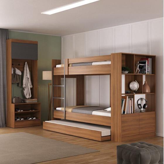 Imagem de Quarto Juvenil Completo com Treliche e Sapateira Porto Espresso Móveis