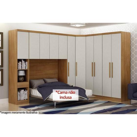 Imagem de Quarto Modulado Bari 5 Peças 1 Armário Ponte + 1 Closet + 2 Guarda Roupas + 1 Complemento QCM03 Freijó/FendiOff
