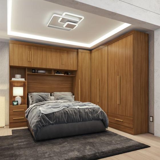 Imagem de Quarto Modulado Casal Completo 4 Peças 5 Portas 4 Gavetas com Maleiro Smart Plus