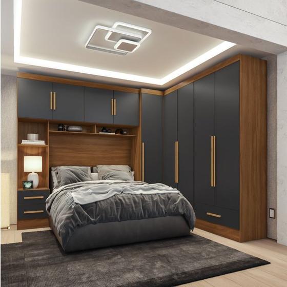 Quarto Modulado Casal Completo 4 Peças 5 Portas 4 Gavetas com Maleiro Smart Plus Menor preço em Quarto Modulado Casal Completo 4 Peças 5 Portas 4 Gavetas com Maleiro Smart Plus