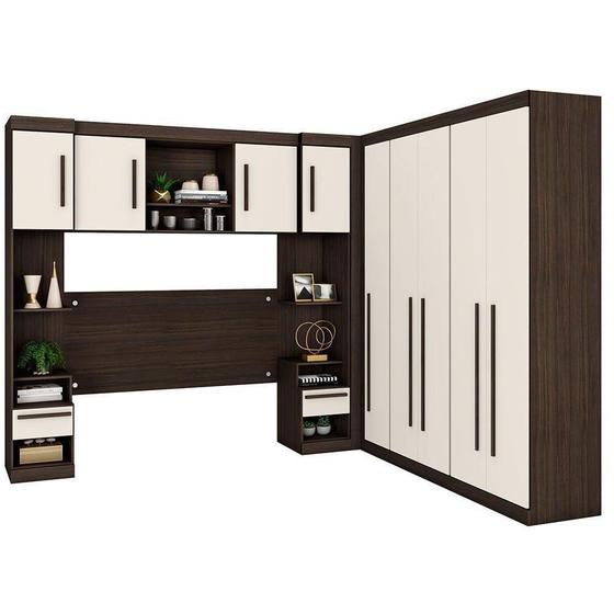 Imagem de Quarto Modulado Casal de Canto 9 Portas 4 Gavetas Com Ponte de 1,50m Star