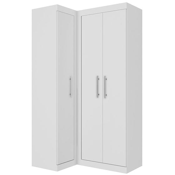 Quarto Modulado Closet de Canto 3 Portas Branco Star Poliman Menor preço em Quarto Modulado Closet de Canto 3 Portas Branco Star Poliman