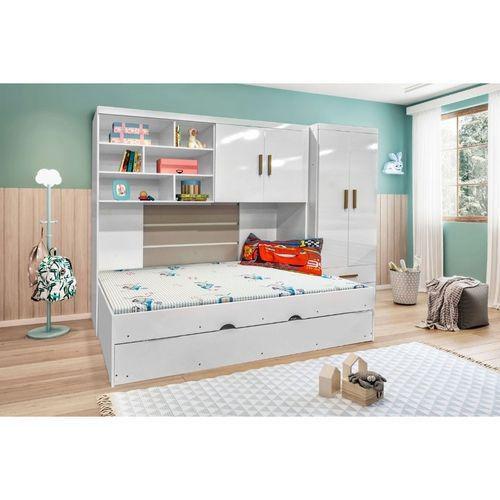 Quarto Modulado Completo Chiara - Roupeiro 2 Portas 2 Gavetas + Módulo Aéreo + Bicama Branco - Phoenix Menor preço em Quarto Modulado Completo Chiara - Roupeiro 2 Portas 2 Gavetas + Módulo Aéreo + Bicama Branco - Phoenix