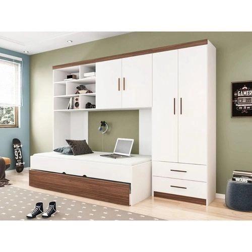 Quarto Modulado Eloá com Guarda Roupa 2 Portas, Modulo Aéreo e Cama com Auxiliar Amadeirado - Phoenix Menor preço em Quarto Modulado Eloá com Guarda Roupa 2 Portas, Modulo Aéreo e Cama com Auxiliar Amadeirado - Phoenix