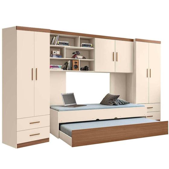 Imagem de Quarto Modulado Juvenil Completo  Com Bicama Solteiro