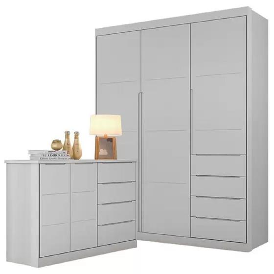 Imagem de Quarto Para Bebê com Guarda Roupa e Cômoda Perola MDF