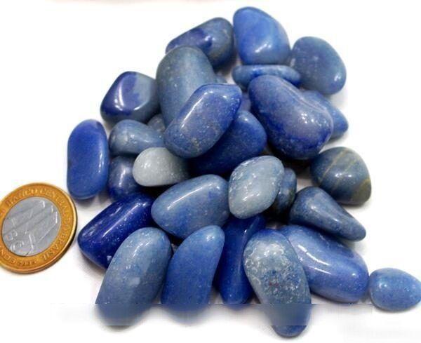 Imagem de Quartzo Azul Rolado Médio Pacote 200g Natural Boa Qualidade