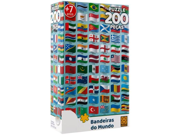 Imagem de Quebra-cabeça 200 Peças Puzzle Bandeiras do Mundo