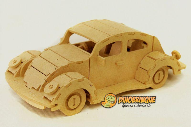 Imagem de Quebra-Cabeça 3D  AUTOMÓVEL FUSCA RETRÔ 97 peças em MDF - DINOBRINQUE