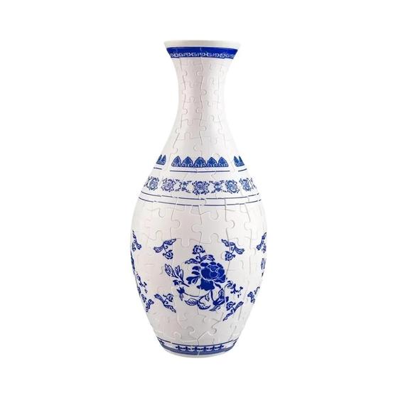 Imagem de Quebra-Cabeça 3D de Vaso de Porcelana - Decoração para Casa em Azul e Branco