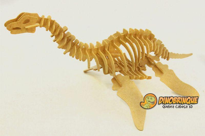 Imagem de Quebra-Cabeça 3D  DINOSSAURO PLESIOSSAURO 50 peças em MDF - DINOBRINQUE