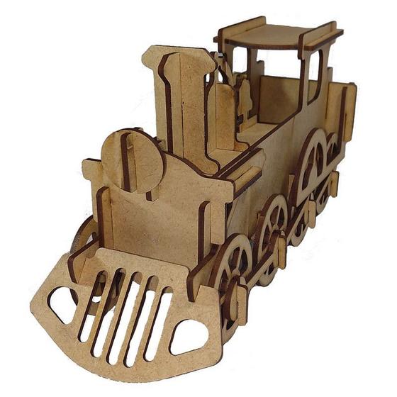 Imagem de Quebra Cabeça 3D Trem Locomotiva Maria Fumaça Mdf