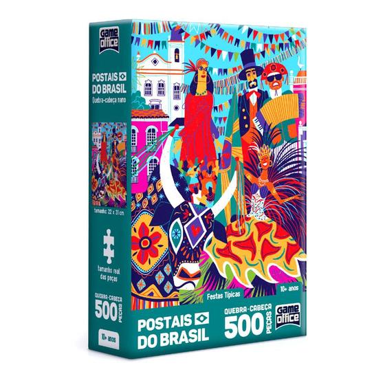 Imagem de Quebra Cabeça 500 Peças Postais Brasil Festa Típicas - Toyster