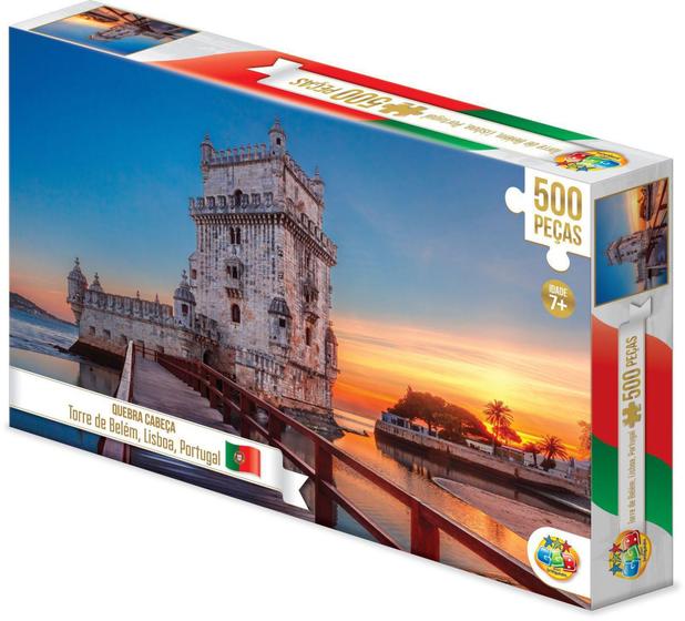 Imagem de Quebra cabeça 500 peças Torre de Belém Lisboa Portugal - GGB BRINQUEDOS