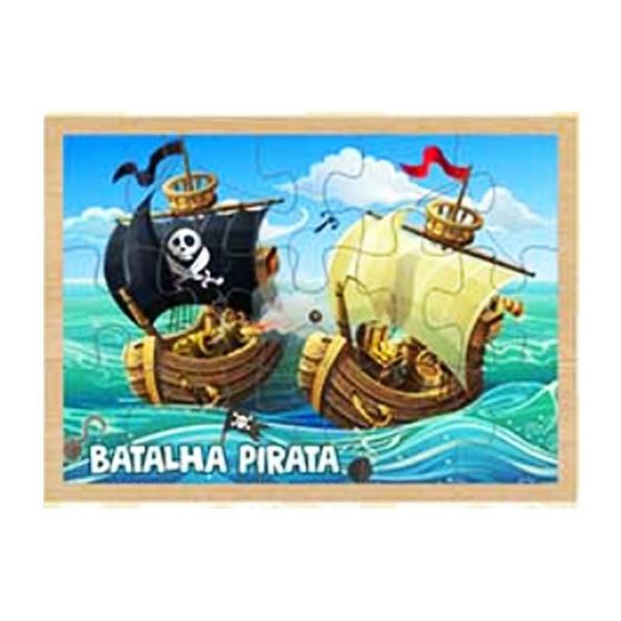 Imagem de Quebra-Cabeça Batalha Pirata Brinquedo Educativo Em Mdf