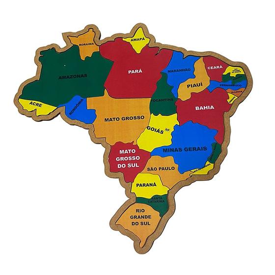 Imagem de Quebra-Cabeça Brasil Mapa Estados Madeira