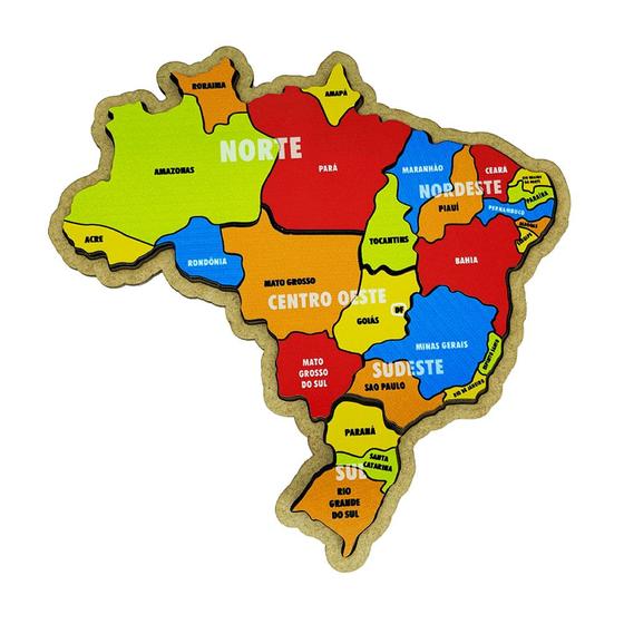 Quebra-Cabeça Brasil Mapa Regiões P Brinquedo Educativo MDF Menor preço em Quebra-Cabeça Brasil Mapa Regiões P Brinquedo Educativo MDF