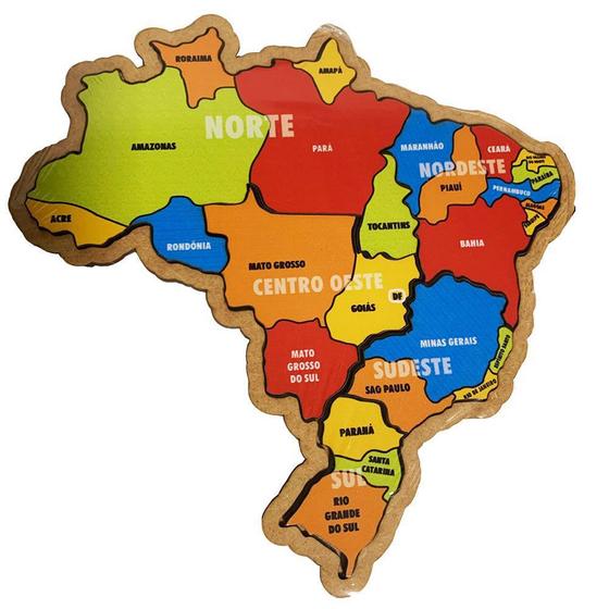 Quebra Cabeça Brasil Mapa Regiões P Brinquedo Educativo Mdf Maninho Brinquedos Quebra Cabeça 7079