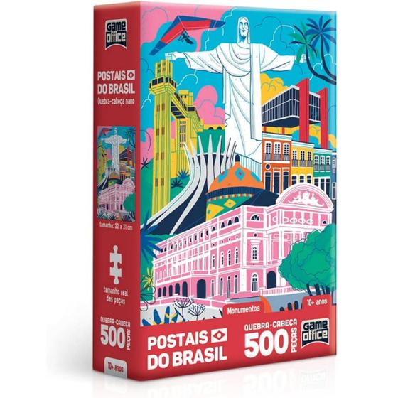 Imagem de Quebra Cabeça Brasil Monumentos 500 peças Postais do Mundo