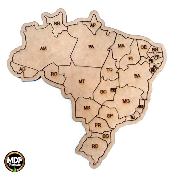 Imagem de Quebra-cabeça Brinquedo Educativo Pedagógico Mapa Brasil