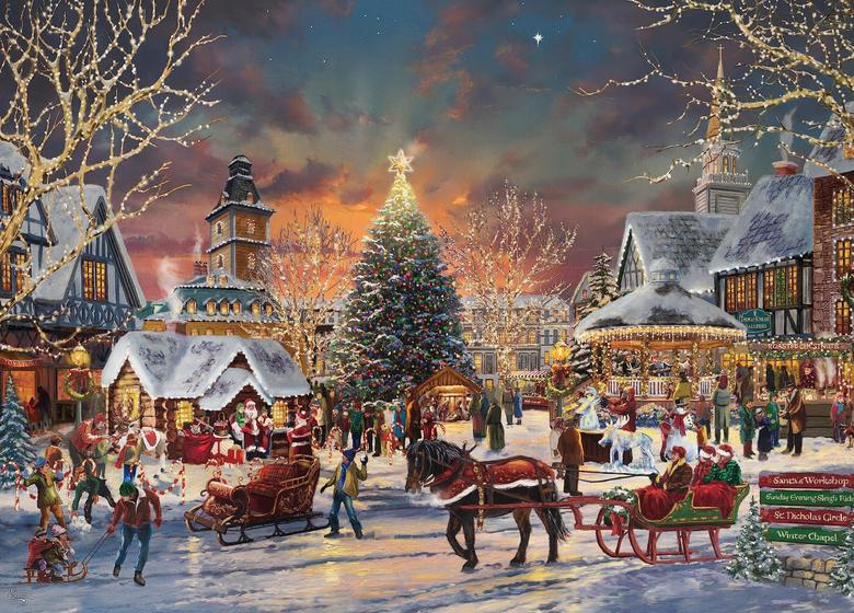 Imagem de Quebra-Cabeça Ceaco Thomas Kinkade Christmas Festival - 1000 Peças