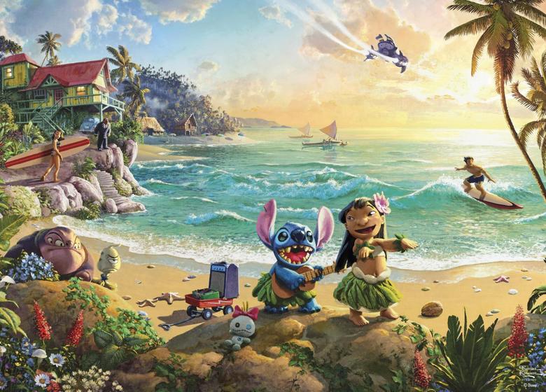 Imagem de Quebra-cabeça Ceaco Thomas Kinkade Disney Lilo and Stitch 1000 unidades