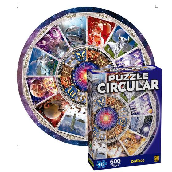 Quebra Cabeça Circular De 600 Peças Zodíaco Puzzle Grow Adulto - Quebra ...