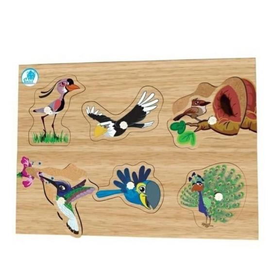 Imagem de Quebra Cabeça Com Pinos - Aves Brinquedo Educativo