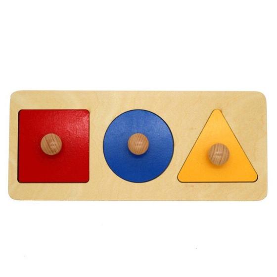 Imagem de Quebra-Cabeça de Madeira com Formas Geométricas - Brinquedo Educativo de Classificação