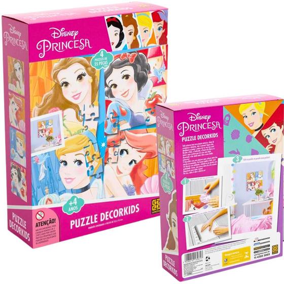 Imagem de Quebra Cabeça DecorKids Princesas 4 Puzzels de 25peças