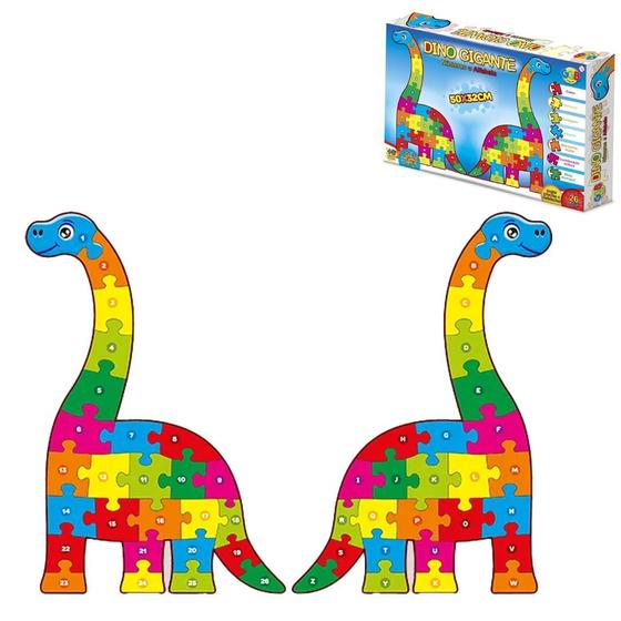 Imagem de Quebra Cabeça Dino Gigante Números e Letras 50x32cm 26 Pecas